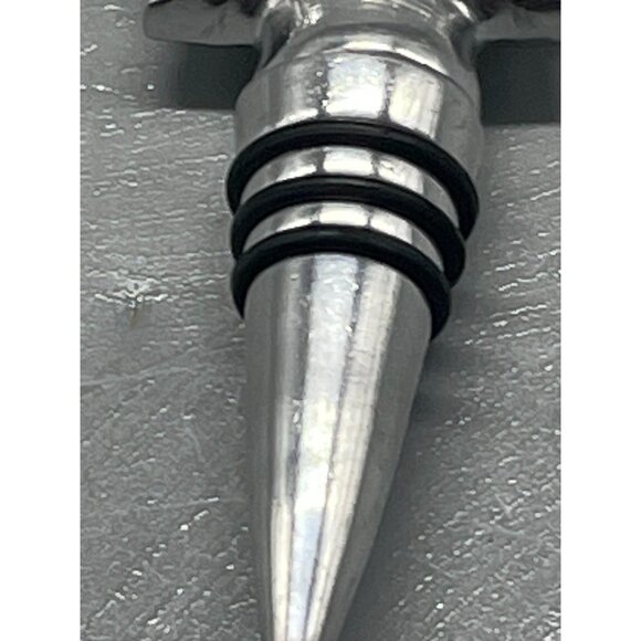 set of 2 silver metal wine corks shaped like Christmas trees with star on top 6" - Picture 2 of 6